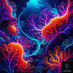 Arte digital fractal con textura orgánica