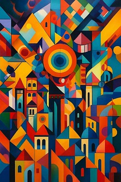 Obra de Arte Digital Imprimible Caleidoscópica Urbana