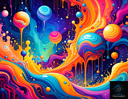 Dimensión abstracta con planetas flotantes