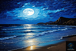 Paisaje nocturno con reflejos marinos