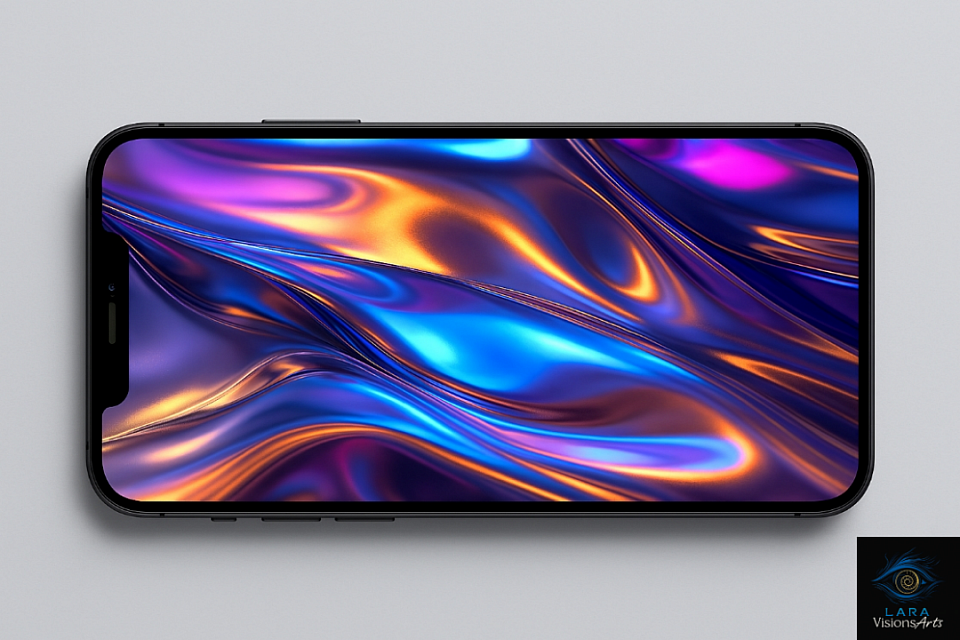 Imagen de un Dispositivo Móvil con un Fondo de Pantalla Diseñado para LaraVisionsArts