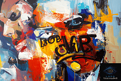 Póster artístico de rostros abstractos coloridos