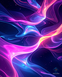 Fondo de Pantalla Abstracto Cósmico en Neón: Arte Digital Fluido y Vibrante
